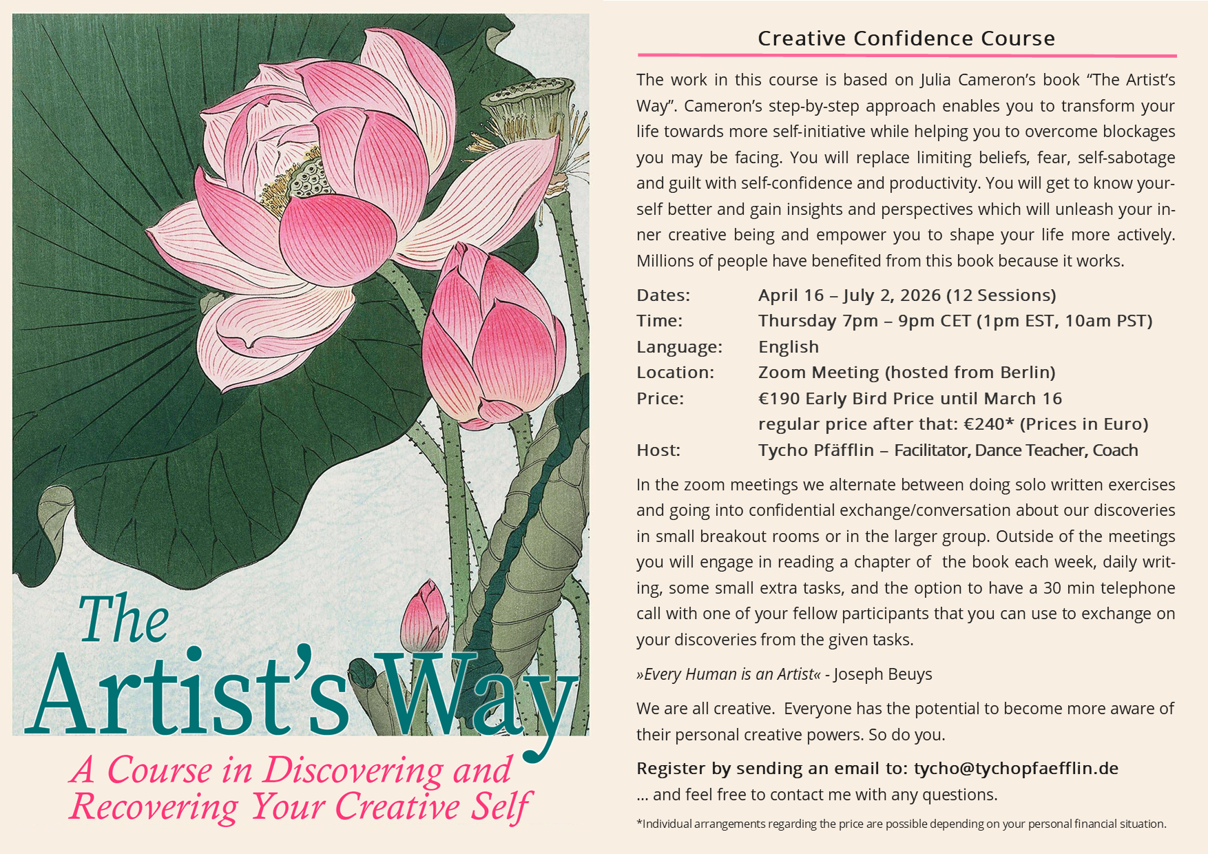 The Artist's Way Course Flyer